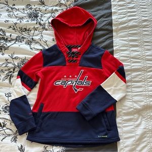 Youth Washington Capitals Red Navy Lace-Up Pullover Hoodie - Small (8)